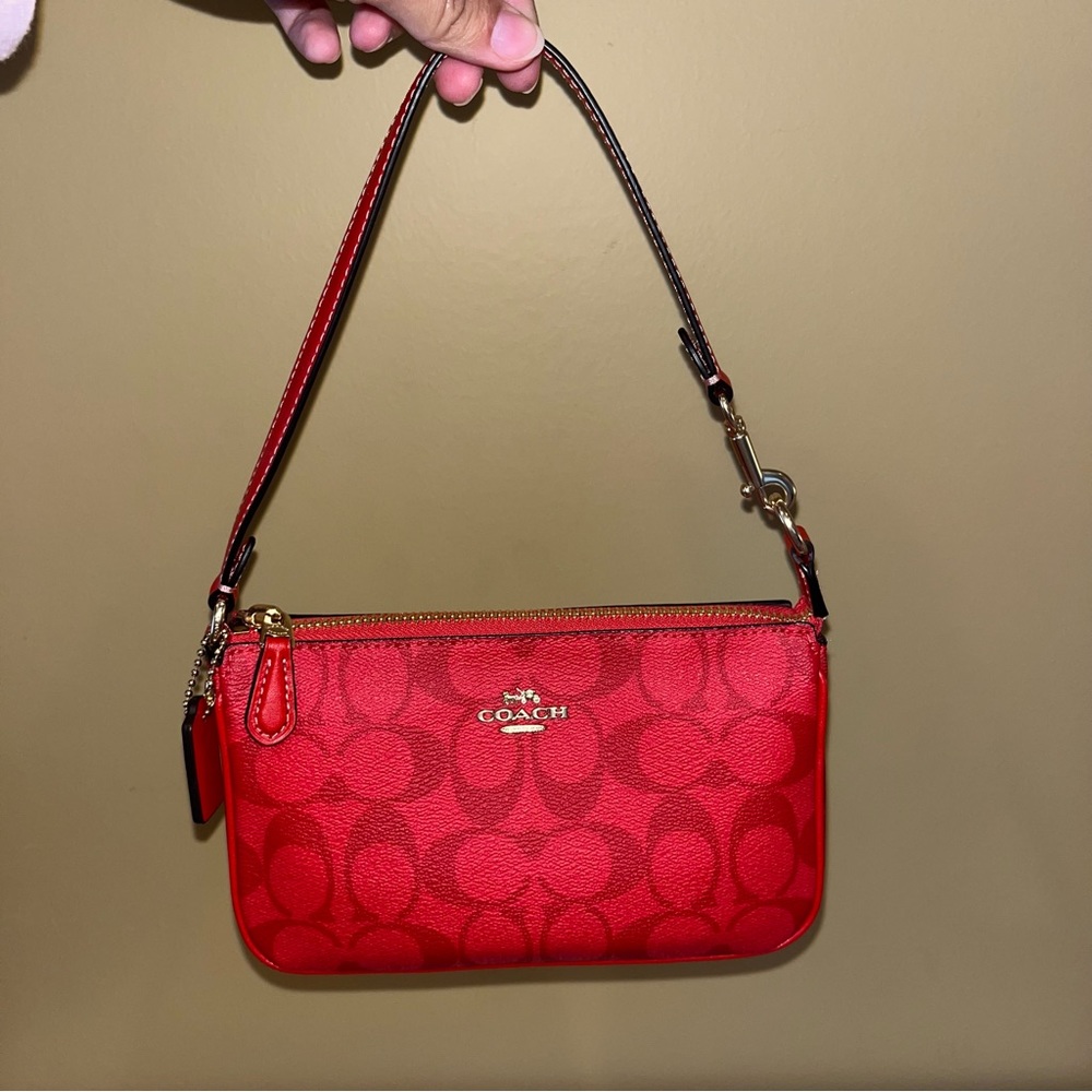 COACH NOLITA 19 MIAMI RED SIGNATURE CANVAS HANDBAG